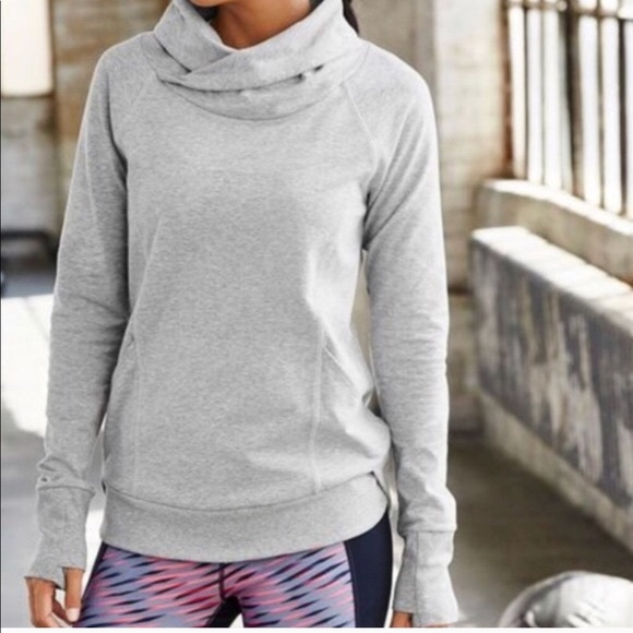 Athleta Tops - Athleta Grey Track Pullover Sweatshirt